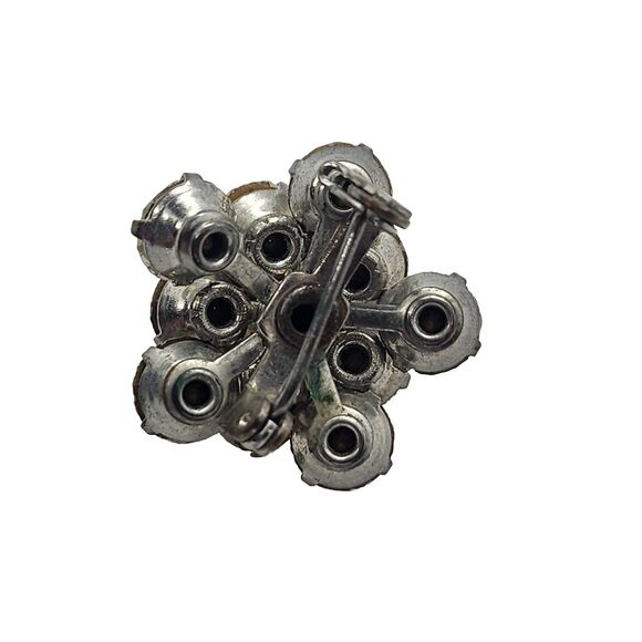 Vintage Round Sparkling Brooch Collar Pin Hat Accent Dazzling Mini 1" - Picture 7 of 16